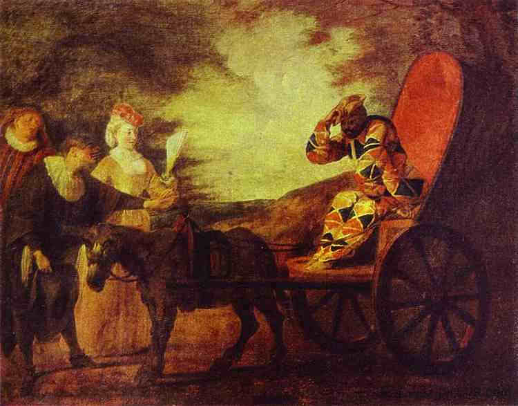 月亮上的阿莱基诺皇帝 Arlecchino Emperor in the Moon (1708)，让·安东尼·华多