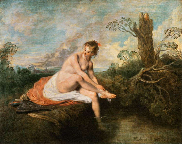 戴安娜在她的浴缸 Diana at her Bath (1715 - 1716)，让·安东尼·华多