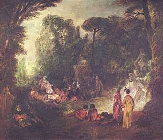公园盛宴 Feast in Park (c.1712 – c.1713)，让·安东尼·华多