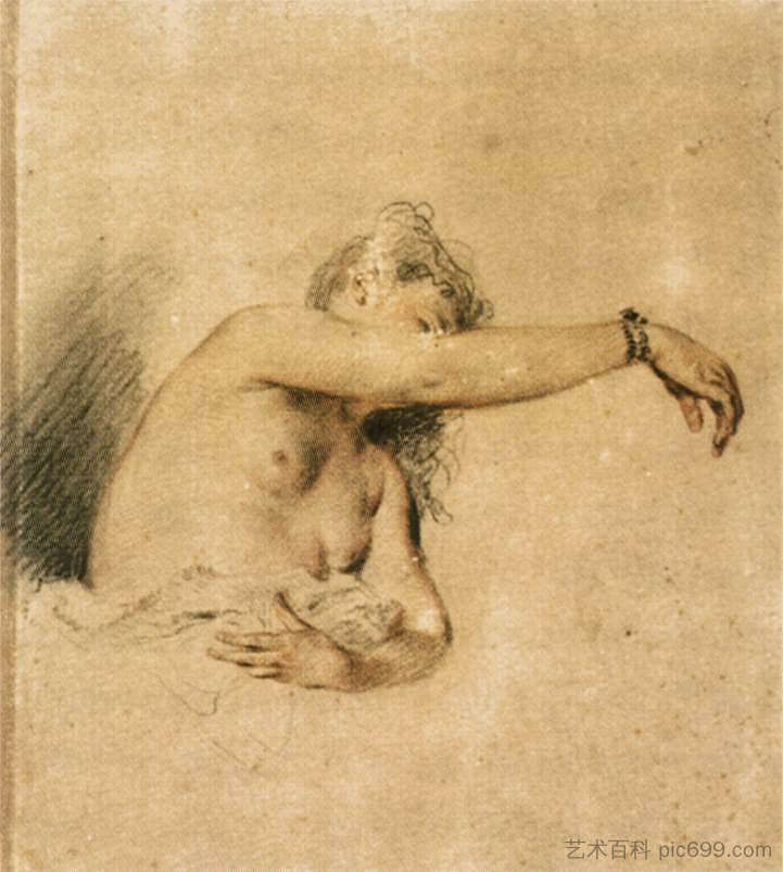 裸体与右臂抬起 Nude with Right Arm Raised (1717 - 1718)，让·安东尼·华多