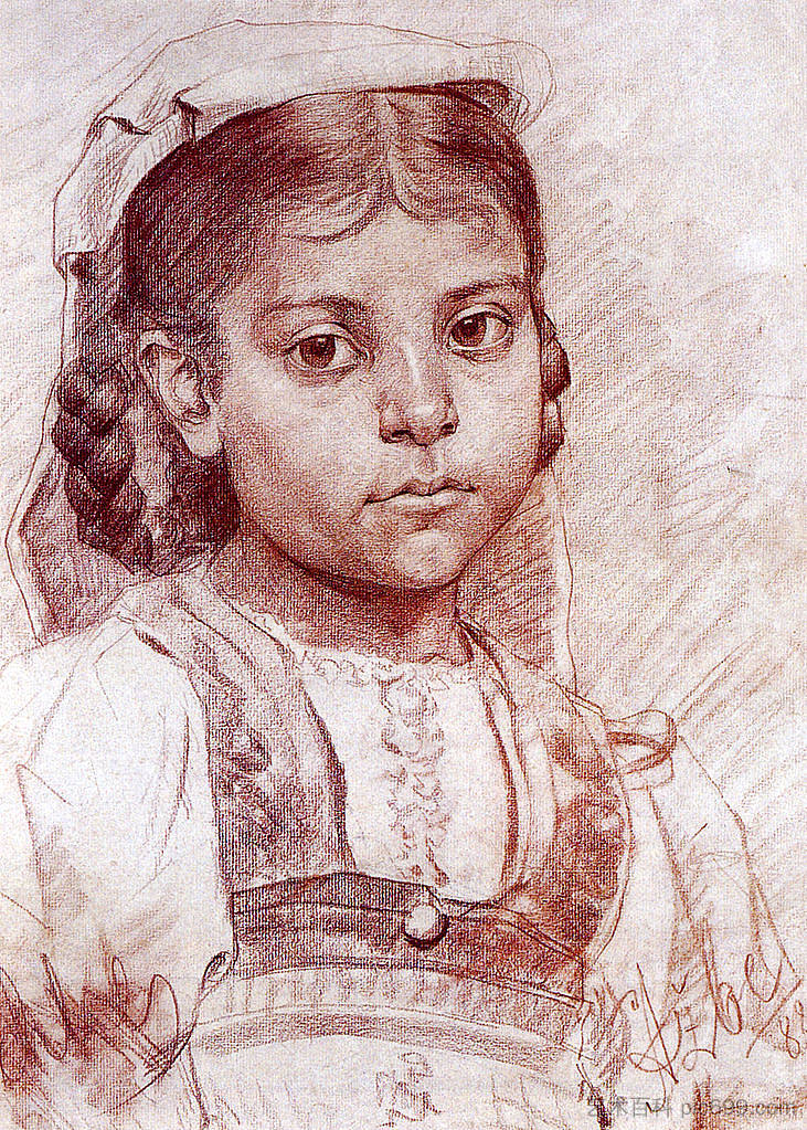 斑点狗女孩的肖像 Portrait of a Dalmatian girl (1885)，安东·阿兹贝