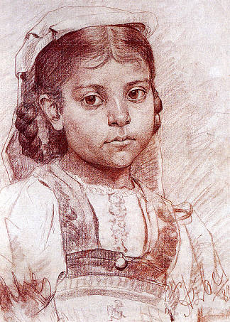 斑点狗女孩的肖像 Portrait of a Dalmatian girl (1885)，安东·阿兹贝