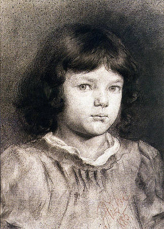 一个女孩的肖像 Portrait of a girl (1885)，安东·阿兹贝