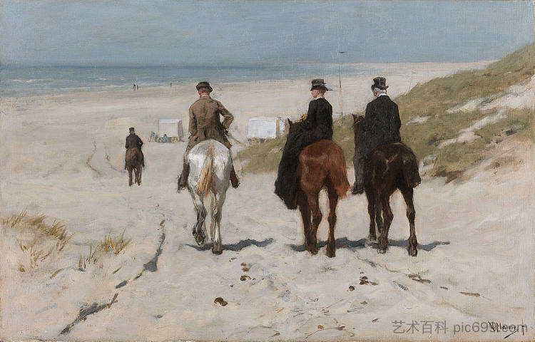 早上在海滩上骑行 Morning Ride on the Beach (1876)，安东·莫夫