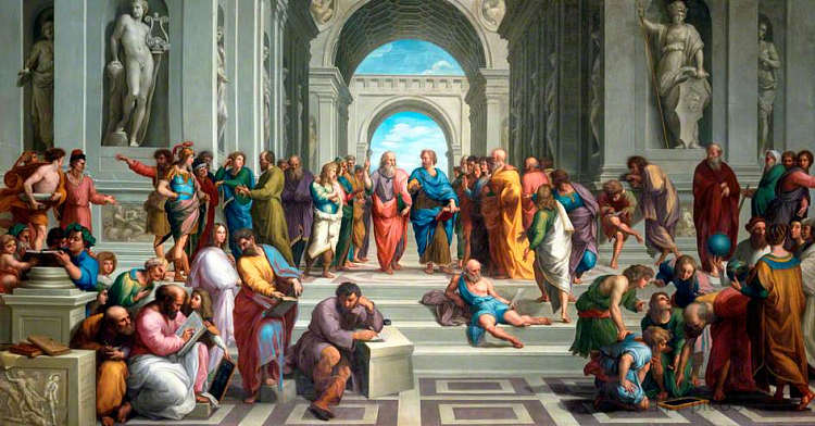 雅典学校（拉斐尔之后） The School of Athens (after Raphael) (1755)，安东·拉斐尔·门斯