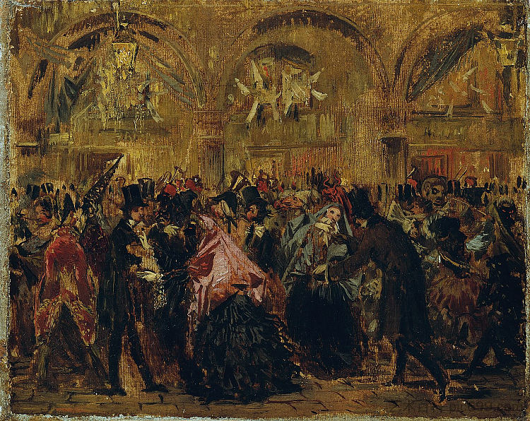 威尼斯圣马可广场狂欢节 Carnival in St. Mark's Square in Venice (c.1873 - c.1876)，安东·罗马科