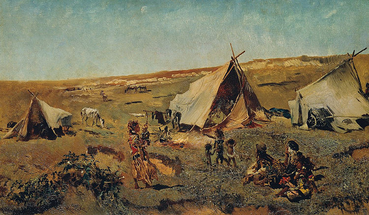 普什塔的吉普赛营地 Gypsy camp in the Puszta (c.1875 - c.1880)，安东·罗马科