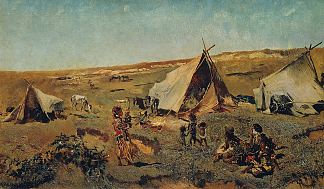 普什塔的吉普赛营地 Gypsy camp in the Puszta (c.1875 – c.1880)，安东·罗马科