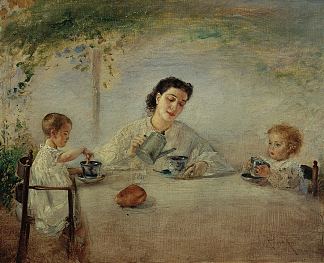 艺术家的家人在早餐 The artist’s family at breakfast (1872 – 1873)，安东·罗马科