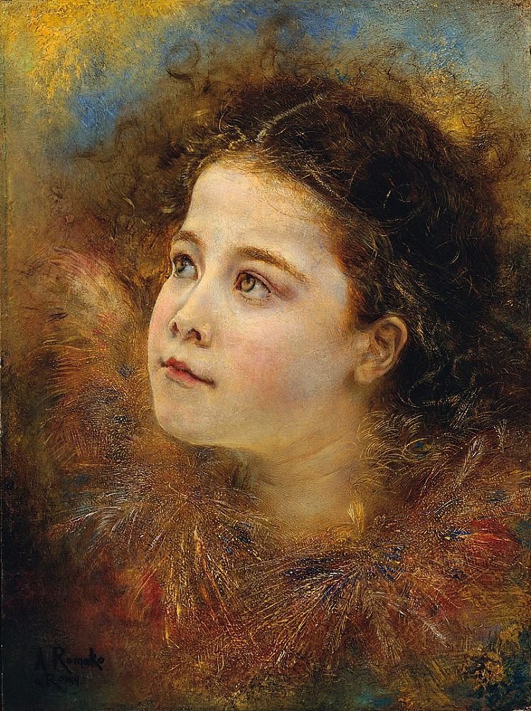 有褶边的女孩 Girl with a frill (c.1875)，安东·罗马科