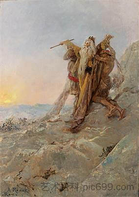 何烈山上的摩西 Moses on Mount Horeb (c.1857 - c.1876; Rome,Italy  )，安东·罗马科