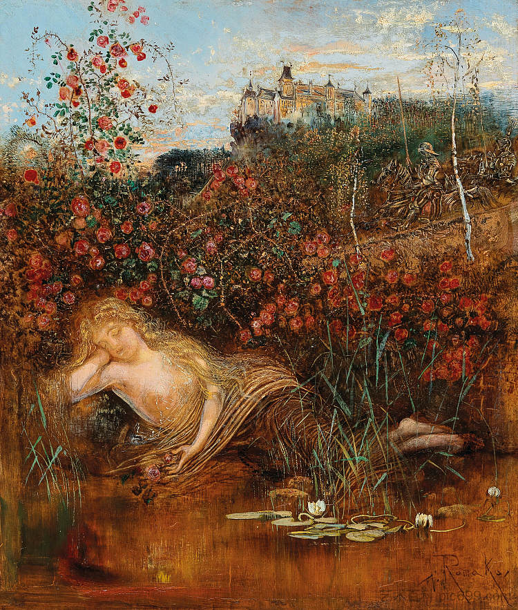 玫瑰篱笆下的坎普塔尔若虫 A Kamptal Nymph under a Rose Hedge，安东·罗马科