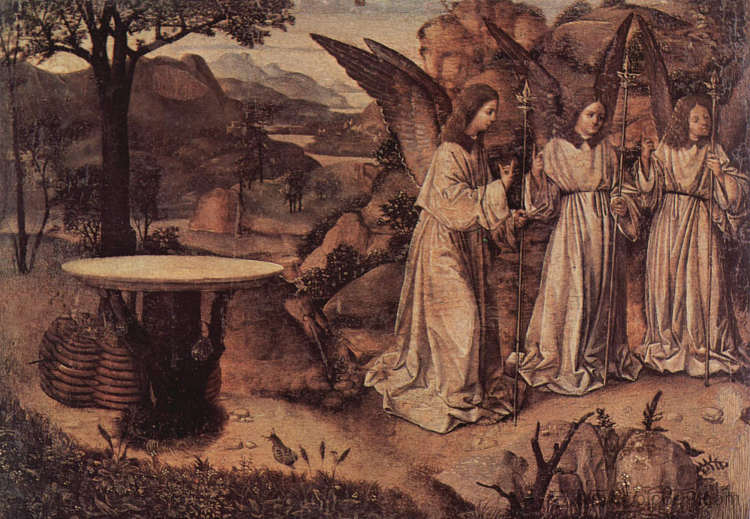 亚伯拉罕由三位天使服侍 Abraham Served by Three Angels (c.1455; Messina,Italy ),安东内洛·德·梅西纳