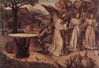 亚伯拉罕由三位天使服侍 Abraham Served by Three Angels (c.1455; Messina,Italy                     )，安东内洛·德·梅西纳