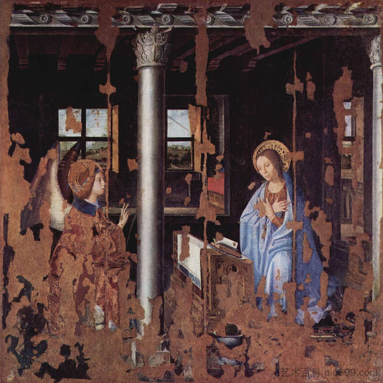 报喜 Annunciation (1474; Italy  )，安东内洛·德·梅西纳