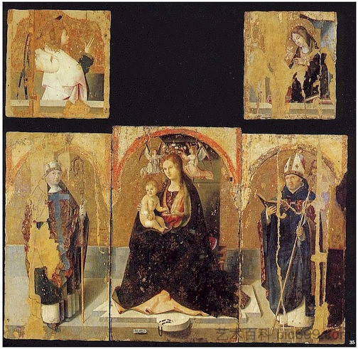 息肉与圣格雷戈里 Polyptych with St. Gregory (1473; Italy  )，安东内洛·德·梅西纳