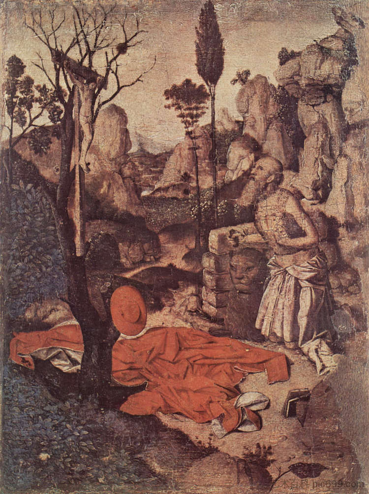 圣杰罗姆忏悔 St. Jerome Penitent (c.1455; Messina,Italy  )，安东内洛·德·梅西纳