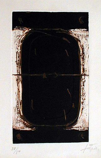 布朗和烧焦锡耶纳的蚀刻 Etching in Brown and Burnt-Sienna (1962)，安东尼·塔皮埃斯