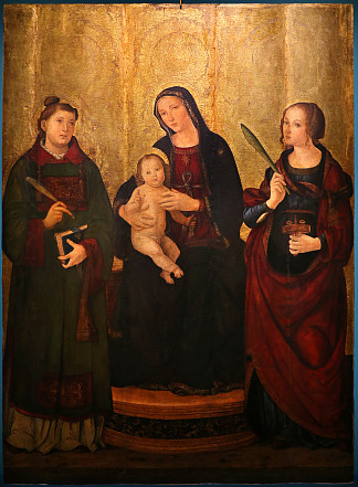 麦当娜和孩子与圣徒斯蒂芬和露西亚 Madonna col Bambino tra i SS. Stefano e Lucia (1489)，安东尼亚佐·罗马诺