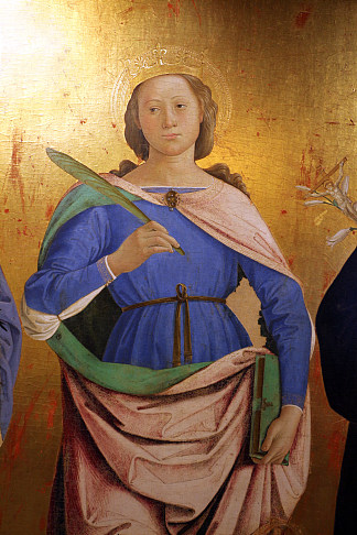 三圣（局部） 亚历山大的圣凯瑟琳 Tre Santi (detail) Santa Caterina d’Alessandria，安东尼亚佐·罗马诺