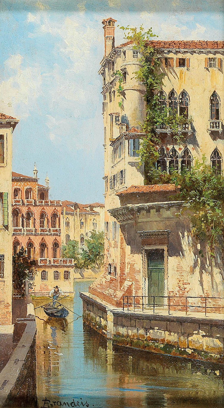 威尼斯运河，可欣赏罗卡宫背面的景色 Canal in Venice with View of the Back of the Palazzo Rocca (1926)，安东尼埃塔·布兰代斯