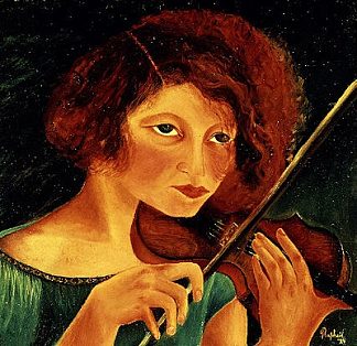 小提琴自画像 Self-portrait with violin (1928)，安东尼奥·拉斐尔