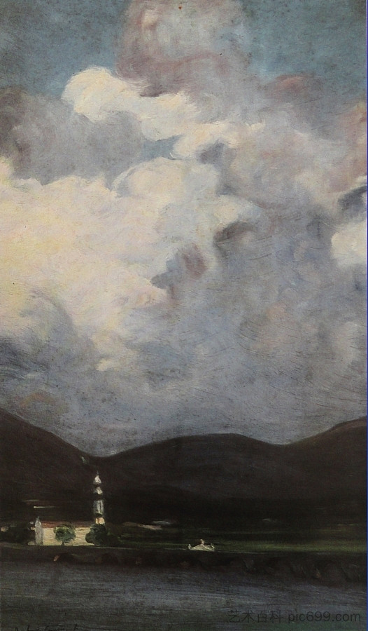 利马桥的雨天 Dia de Chuva em Ponte de Lima (1913),安东尼奥卡内罗