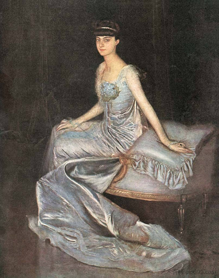 布兰科万公主安娜·德·诺阿耶斯伯爵夫人的肖像 Portrait of Countess Anna De Noailles, Princess of Brancovan (c.1899),安东尼奥·德拉甘达拉