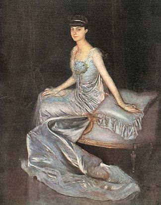 布兰科万公主安娜·德·诺阿耶斯伯爵夫人的肖像 Portrait of Countess Anna De Noailles, Princess of Brancovan (c.1899)，安东尼奥·德拉甘达拉