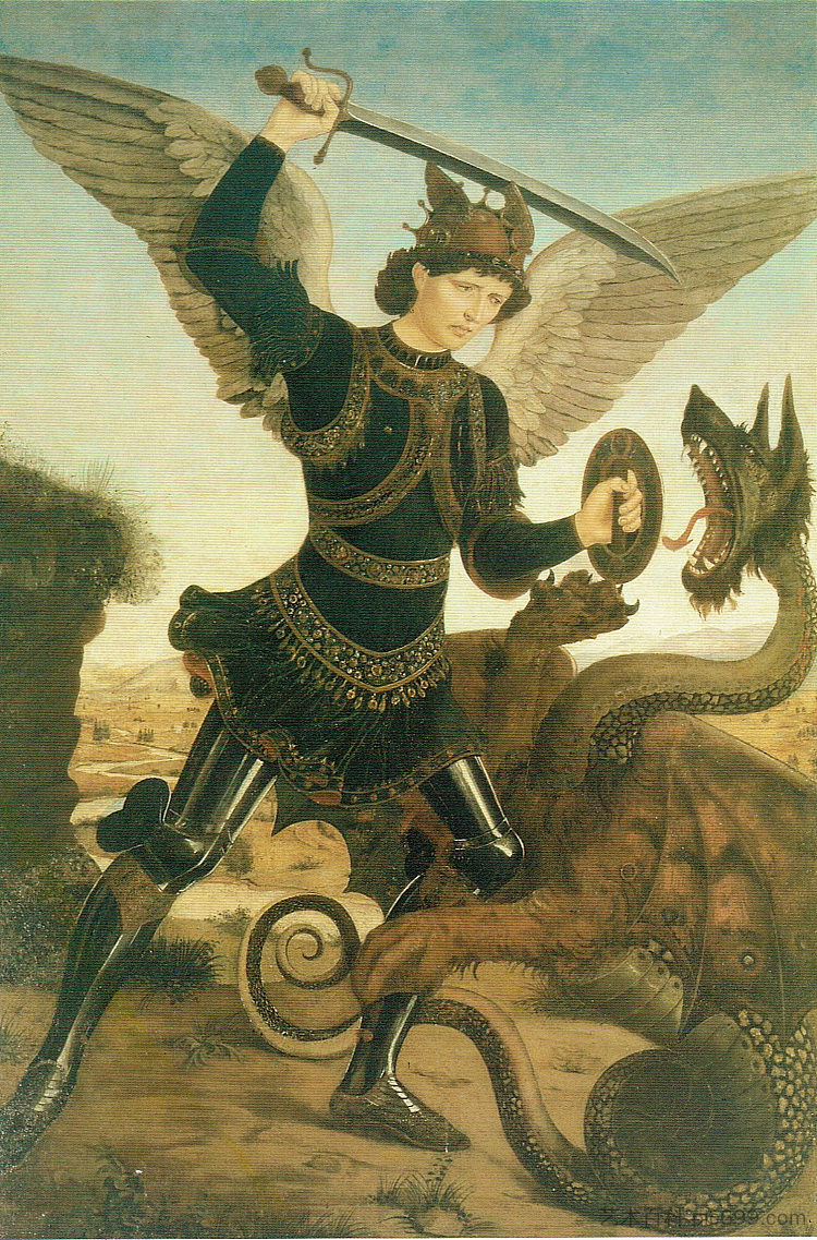 圣米迦勒与龙 St. Michael and the Dragon (c.1460 - c.1470)，安东尼奥·德尔·波莱奥洛