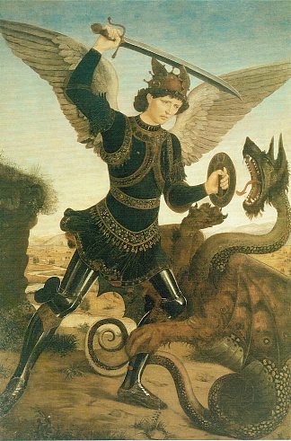 圣米迦勒与龙 St. Michael and the Dragon (c.1460 – c.1470)，安东尼奥·德尔·波莱奥洛