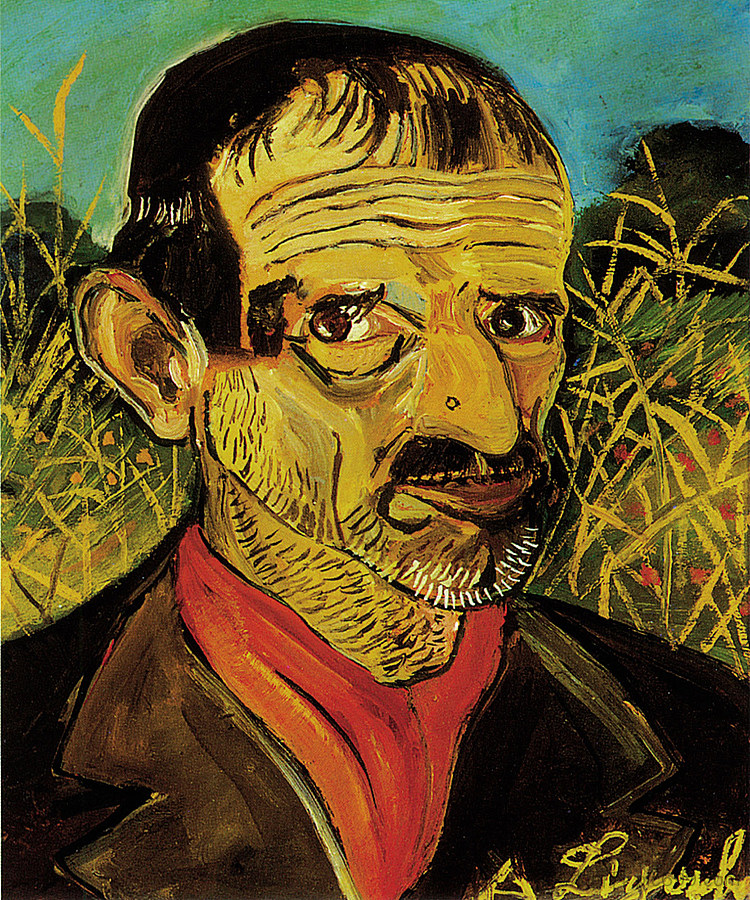 红围巾自画像 Self-Portrait with red scarf (1956),安东尼·利加布