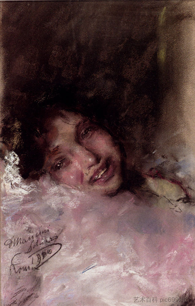 一个笑的年轻女孩 A Young Girl Laughing (1900)，安东尼奥·曼奇尼