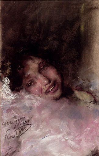 一个笑的年轻女孩 A Young Girl Laughing (1900)，安东尼奥·曼奇尼