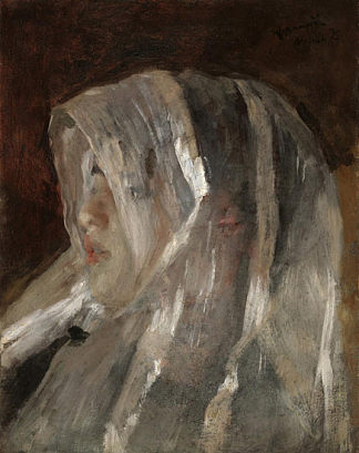 戴白面纱的女孩 Girl with a White Veil (1876)，安东尼奥·曼奇尼