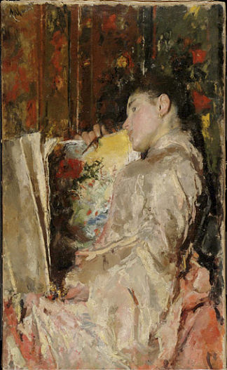 有相册的女人 Woman with an Album (1888)，安东尼奥·曼奇尼