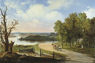 河流和道路的景观 Пейзаж с рекой и дорогой (1853)，阿波利纳里·戈拉夫斯基