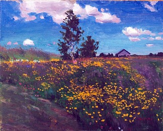 盛开的草地。研究 Blooming Meadow. Study (1923)，阿尔卡季·雷洛夫