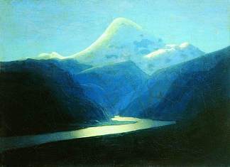 晚上的厄尔布鲁士 Elbrus in the Evening (c.1908)，阿尔希普·昆吉