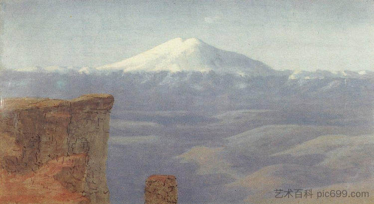 山上的雾。高加索 Fog in the mountains. Caucasus (c.1908)，阿尔希普·昆吉