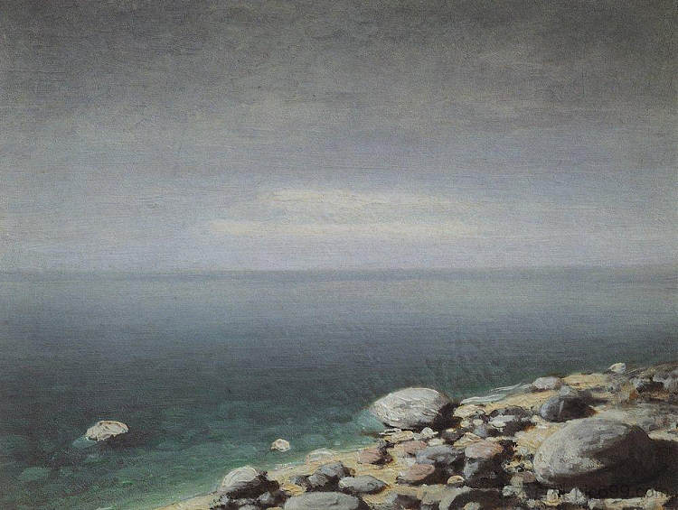 清澈的水。阴沉的一天。克里米亚 The limpid water. Gloomy day. Crimea (c.1908)，阿尔希普·昆吉