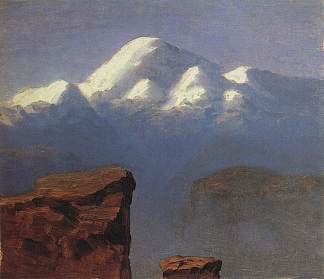 阳光下的厄尔布鲁士山顶 The top of Mount Elbrus in the Sunlight (c.1908)，阿尔希普·昆吉