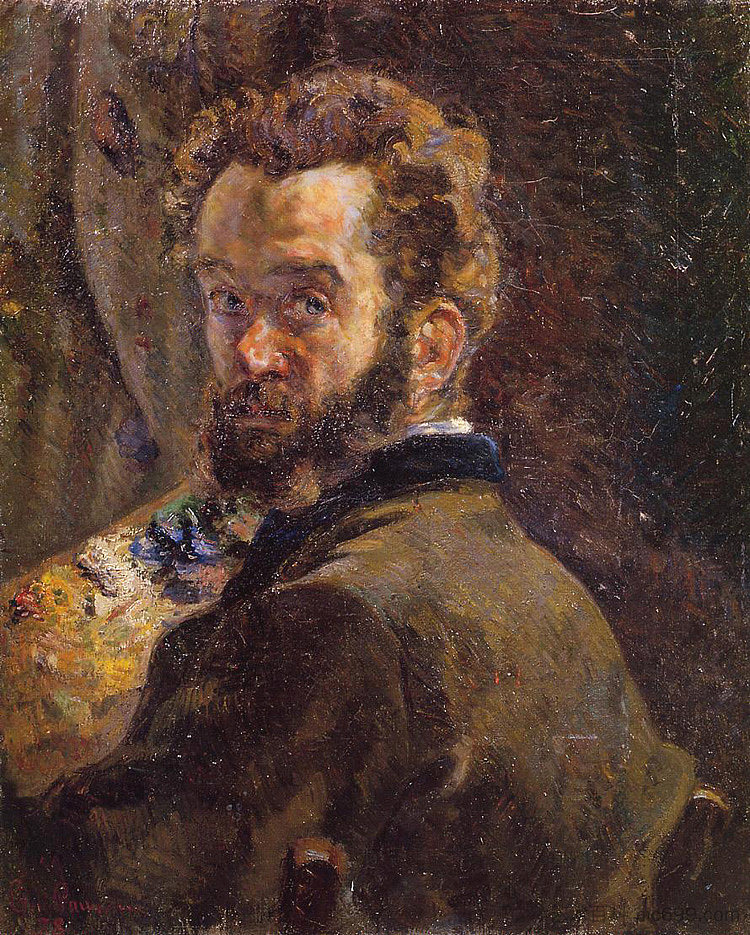 画架上的自画像 Autoportrait au chevalet (1878)，阿尔芒德·基约曼