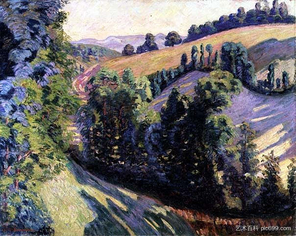 蓬吉博德的景观 Landscape at Pontgibaud (c.1895; France  )，阿尔芒德·基约曼
