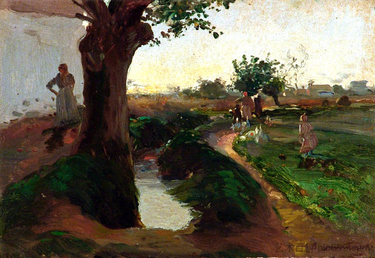 风景与数字 Landscape with figures (1920),阿曼多·蒙塔内尔·瓦尔杜埃萨