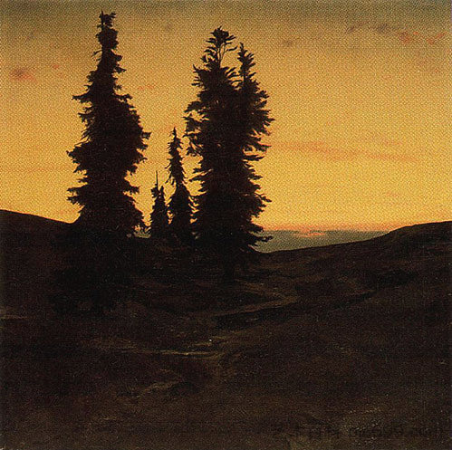 日落时的冷杉树 Fir trees at sunset，阿诺德·勃克林