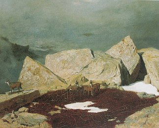 高山与羚羊 High mountains with chamoises (1849)，阿诺德·勃克林