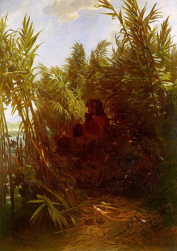 在芦苇丛中平底锅 Pan among the reeds (1859)，阿诺德·勃克林