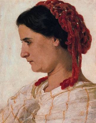安吉拉·伯克林在红色渔网中的肖像 Portrait of Angela Böcklin in red fishnet，阿诺德·勃克林