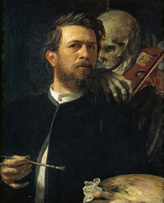 自画像与死亡作为小提琴手 Self-Portrait with Death as a Fiddler (1872)，阿诺德·勃克林